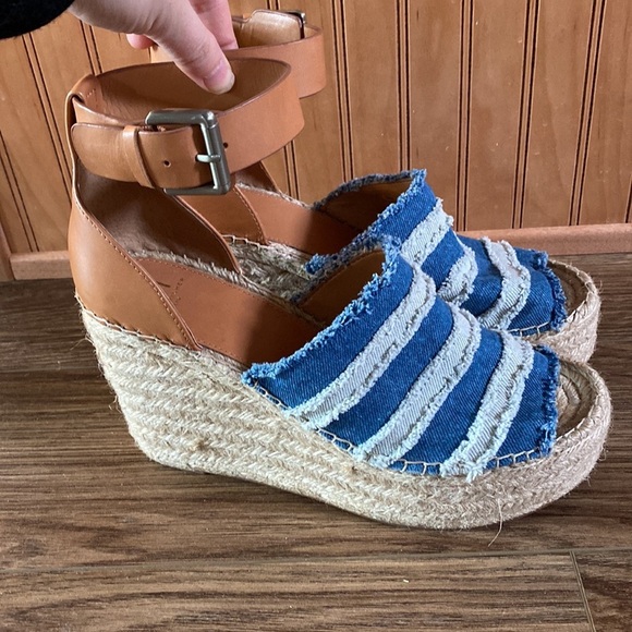 Marc Fisher Denim Adria Jute Womens 9 Open Toe Platform Espadrille Sandal Y2K - Picture 2 of 10